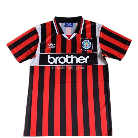 Fotbollströja Manchester City Retro Bortaställ 1996 Kort ärm