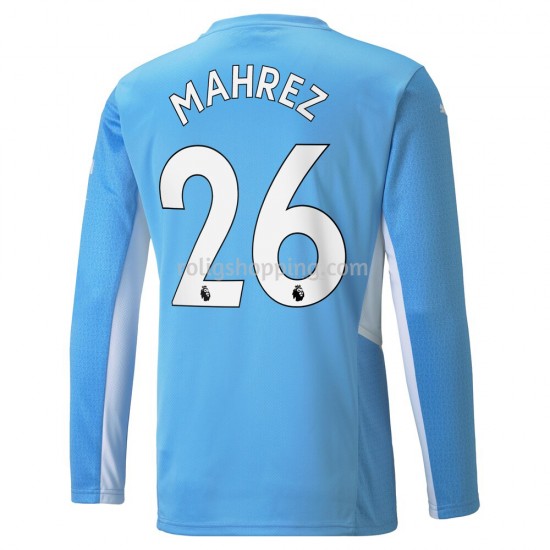 Fotbollströja Manchester City Riyad Mahrez 26 Hemmaställ 2021-2022 Lång ärm