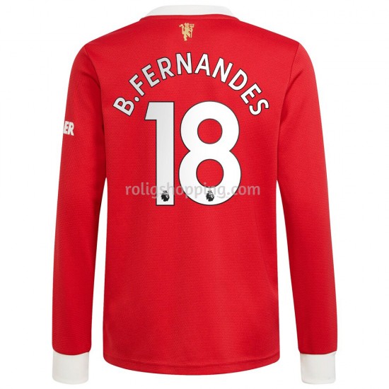 Fotbollströja Manchester United Bruno Fernandes 18 Hemmaställ 2021-2022 Lång ärm
