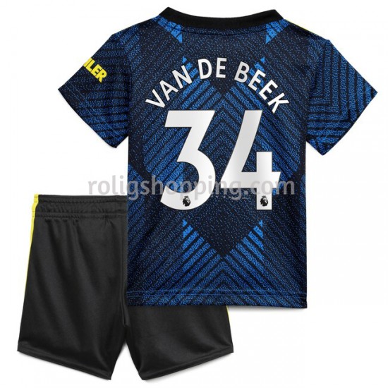 Fotbollströja Manchester United Donny van de Beek 34 Barn Tredjeställ 2021-2022 Kort ärm