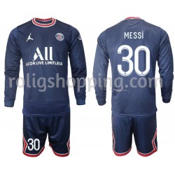 Fotbollströja Paris Saint-Germain MESSI 30 Barn Hemmaställ 2021-2022 Lång ärm