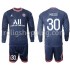 Fotbollströja Paris Saint-Germain MESSI 30 Barn Hemmaställ 2021-2022 Lång ärm