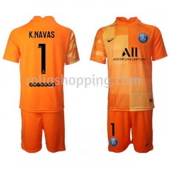 Fotbollströja Paris Saint-Germain Målvakt Keylor Navas 1 Barn Hemmaställ 2021-2022 Kort ärm