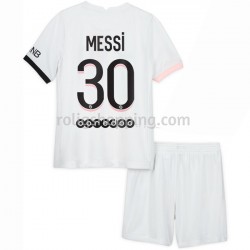 Fotbollströja Paris Saint-Germain Lionel Messi 30 Barn Bortaställ 2021-2022 Kort ärm