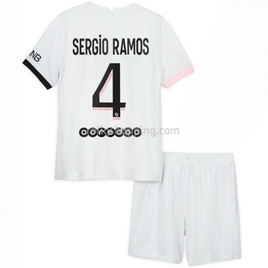 Fotbollströja Paris Saint-Germain Sergio Ramos 4 Barn Bortaställ 2021-2022 Kort ärm