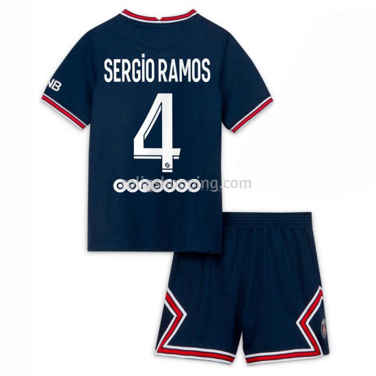 Fotbollströja Paris Saint-Germain Sergio Ramos 4 Barn Hemmaställ 2021-2022 Kort ärm
