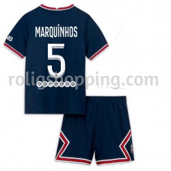 Fotbollströja Paris Saint-Germain Marquinhos 5 Barn Hemmaställ 2021-2022 Kort ärm
