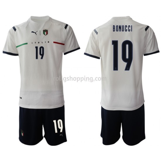 Fotbollströja Italien Leonardo Bonucci 19 Barn Bortaställ 2021-2022 Kort ärm