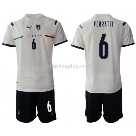Fotbollströja Italien Marco Verratti 6 Barn Bortaställ 2021-2022 Kort ärm