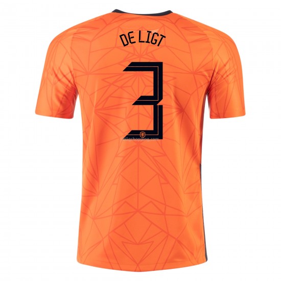 Fotbollströja Nederländerna MATTHIJS DE LIGT 3 Hemmaställ Euro 2020 Kort ärm