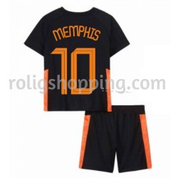 Fotbollströja Nederländerna Memphis Depay 10 Barn Bortaställ Euro 2020 Kort ärm