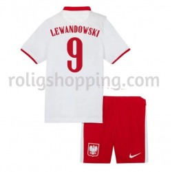 Fotbollströja Polen Robert Lewandowski 9 Barn Hemmaställ Euro 2020 Kort ärm