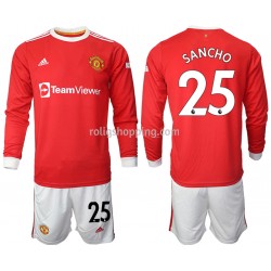 Fotbollströja Manchester United Jadon Sancho 25 Barn Hemmaställ 2021-2022 Lång ärm
