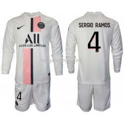 Fotbollströja Paris Saint-Germain Sergio Ramos 4 Barn Bortaställ 2021-2022 Lång ärm