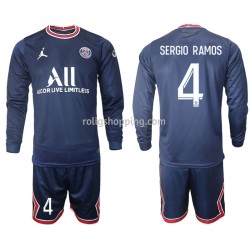 Fotbollströja Paris Saint-Germain Sergio Ramos 4 Barn Hemmaställ 2021-2022 Lång ärm