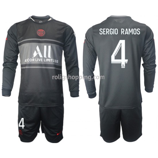 Fotbollströja Paris Saint-Germain Sergio Ramos 4 Barn Tredjeställ 2021-2022 Lång ärm