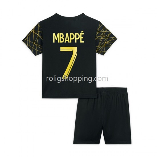 Fotbollströja Paris Saint-Germain Mbappé 7 Barn Fjärdeställ 2022-2023 Kort ärm
