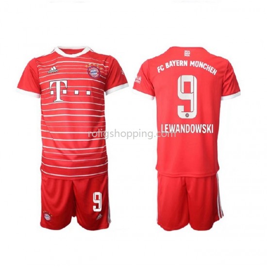 Fotbollströja Bayern München Lewandowski 9 Barn Hemmaställ 2022-2023 Kort ärm