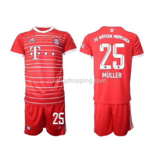 Fotbollströja Bayern München Muller 25 Barn Hemmaställ 2022-2023 Kort ärm