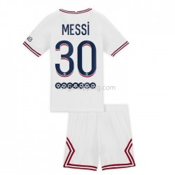 Fotbollströja Paris Saint-Germain Lionel Messi 30 Barn Fjärdeställ 2021-2022 Kort ärm