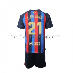 Fotbollströja FC Barcelona Frenkie de Jong 21 Barn Hemmaställ 2022-2023 Kort ärm