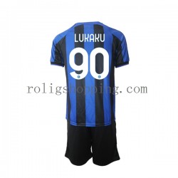 Fotbollströja Inter Milan Romelu Lukaku 90 Barn Hemmaställ 2022-2023 Kort ärm