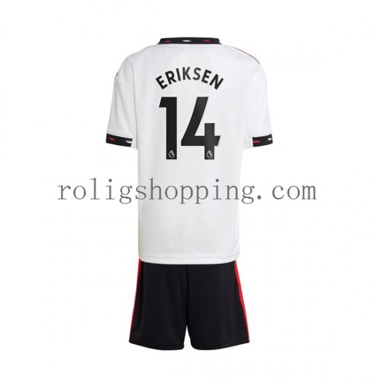 Fotbollströja Manchester United Christian Eriksen 14 Barn Bortaställ 2022-2023 Kort ärm