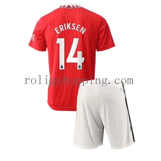 Fotbollströja Manchester United Christian Eriksen 14 Barn Hemmaställ 2022-2023 Kort ärm