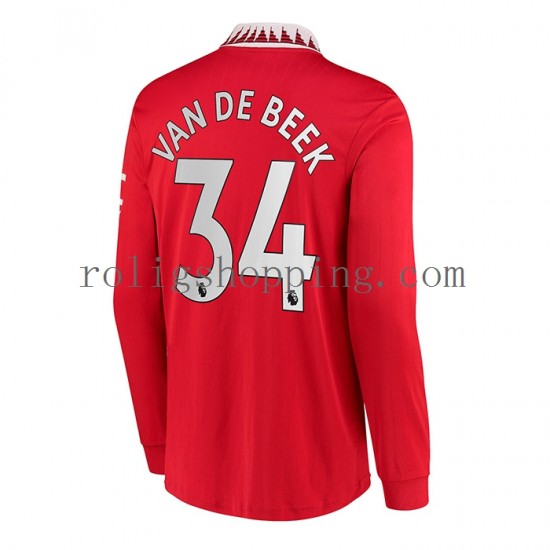 Fotbollströja Manchester United Donny van de Beek 34 Män Hemmaställ 2022-2023 Lång ärm