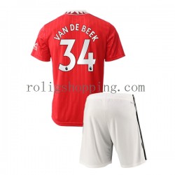 Fotbollströja Manchester United Donny van de Beek 34 Barn Hemmaställ 2022-2023 Kort ärm