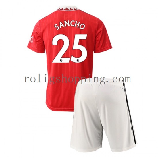 Fotbollströja Manchester United Jadon Sancho 25 Barn Hemmaställ 2022-2023 Kort ärm