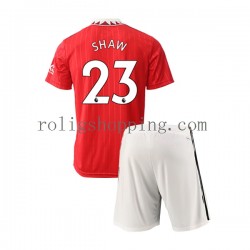 Fotbollströja Manchester United Luke Shaw 23 Barn Hemmaställ 2022-2023 Kort ärm