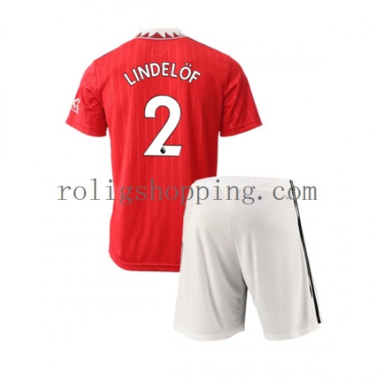 Fotbollströja Manchester United Victor Lindelof 2 Barn Hemmaställ 2022-2023 Kort ärm