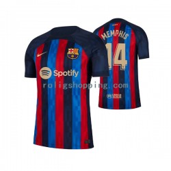 Fotbollströja FC Barcelona Memphis Depay 14 Män Hemmaställ 2022-2023 Kort ärm