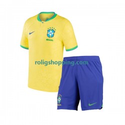Fotbollströja Brasilien Barn Hemmaställ World Cup 2022 Kort ärm