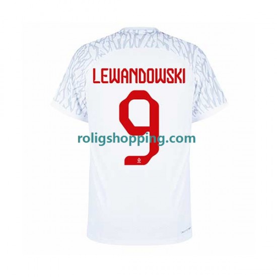 Fotbollströja Polen Lewandowski 9 Män Hemmaställ World Cup 2022 Kort ärm