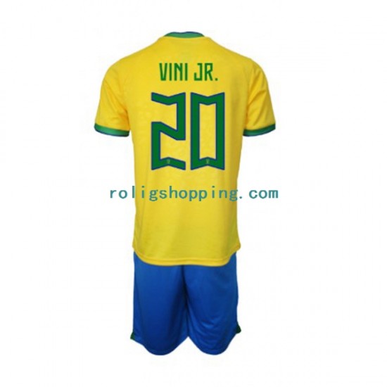 Fotbollströja Brasilien Vinicius Junior 20 Barn Hemmaställ World Cup 2022 Kort ärm