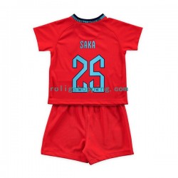 Fotbollströja England Saka 25 Barn Bortaställ World Cup 2022 Kort ärm