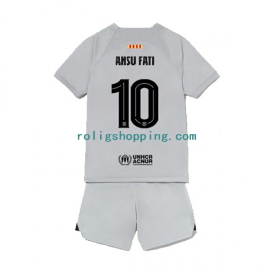 Fotbollströja FC Barcelona Ansu Fat 10 Barn Tredjeställ 2022-2023 Kort ärm