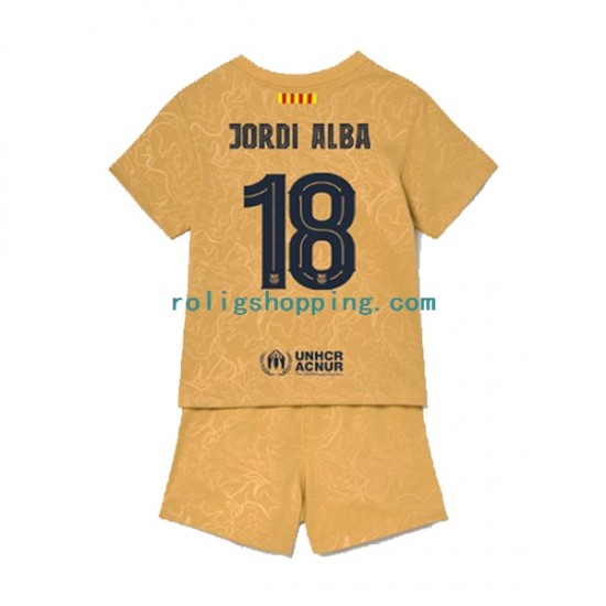 Fotbollströja FC Barcelona Jordi Alba 18 Barn Bortaställ 2022-2023 Kort ärm