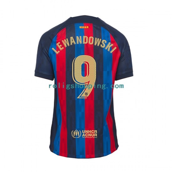 Fotbollströja FC Barcelona Lewandowski 9 Män Hemmaställ 2022-2023 Kort ärm