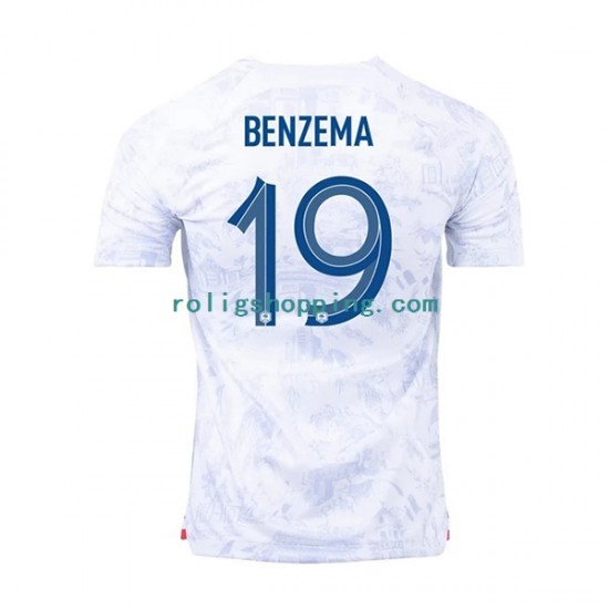 Fotbollströja Frankrike Benzema 19 Män Bortaställ World Cup 2022 Kort ärm