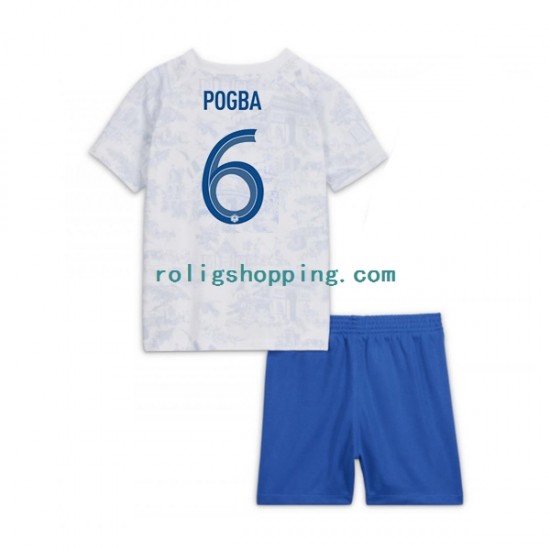 Fotbollströja Frankrike Pogba 6 Barn Bortaställ World Cup 2022 Kort ärm