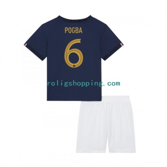 Fotbollströja Frankrike Pogba 6 Barn Hemmaställ World Cup 2022 Kort ärm