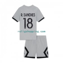 Fotbollströja Paris Saint-Germain R.Sanches 18 Barn Bortaställ 2022-2023 Kort ärm