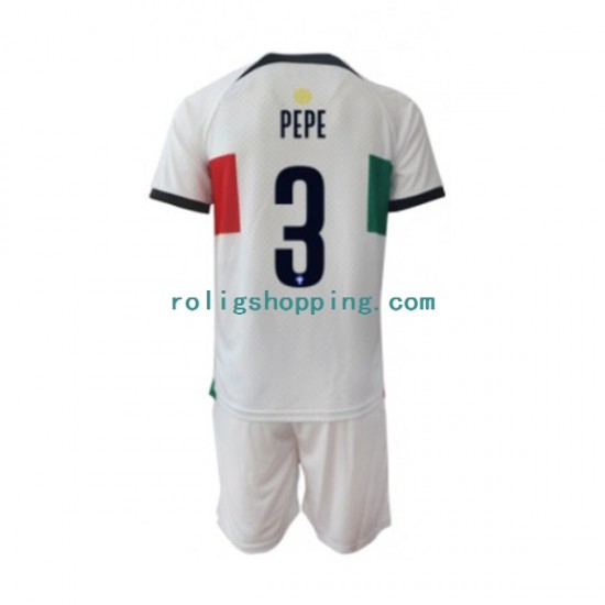 Fotbollströja Portugal PEPE 3 Barn Bortaställ World Cup 2022 Kort ärm