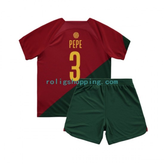 Fotbollströja Portugal PEPE 3 Barn Hemmaställ World Cup 2022 Kort ärm
