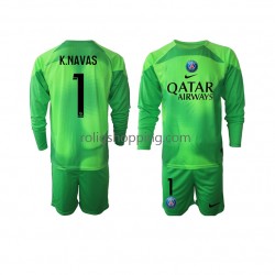 Fotbollströja Paris Saint-Germain Keylor Navas 1 Målvakt Barn Hemmaställ 2022-2023 Lång ärm