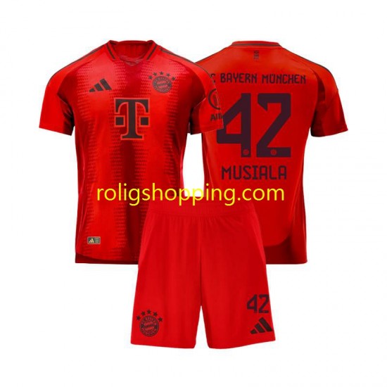 Fotbollströja FC Bayern München Jamal Musiala 42 Barn Hemmaställ 2024-2025 Kort ärm