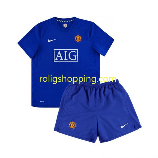Fotbollströja Manchester United Retro Barn Bortaställ 2008 Kort ärm
